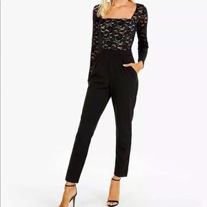 Nwt Express Lace Bodice Long Sleeve Jumpsuit Black